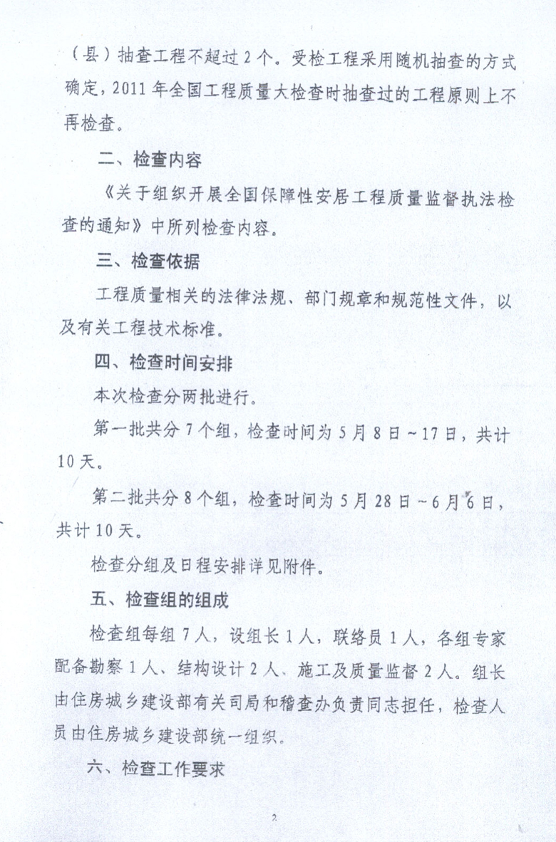 關(guān)于全國(guó)保障性安居工程質(zhì)量監(jiān)督執(zhí)法檢查有關(guān)事項(xiàng)的通知