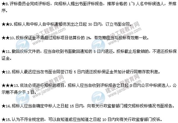 2015年二建法規(guī)數(shù)字考點總結(jié)第三章:建設(shè)工程發(fā)承包法律制度