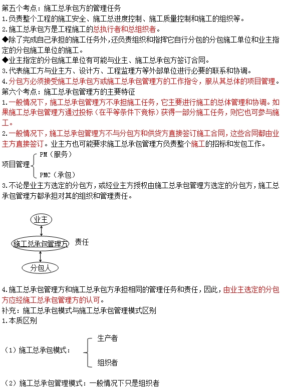 二級建造師施工管理高頻知識點：施工總承包方的管理