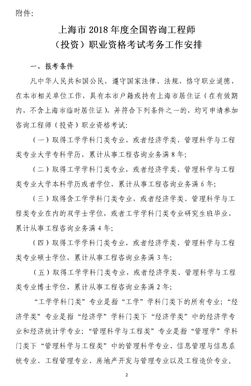 上海2018年咨詢(xún)工程師（投資）考試工作有關(guān)事項(xiàng)的通知