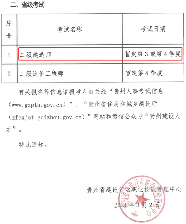 貴州二建考試時(shí)間暫定第3或第4季度 貴州二建考試時(shí)間暫定第3或第4季度