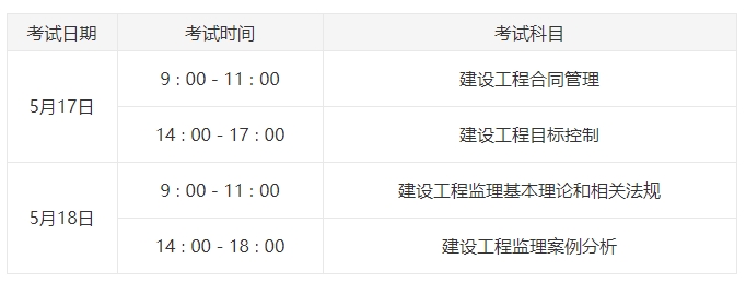 監(jiān)理工程師考試時(shí)間 監(jiān)理工程師考試時(shí)間